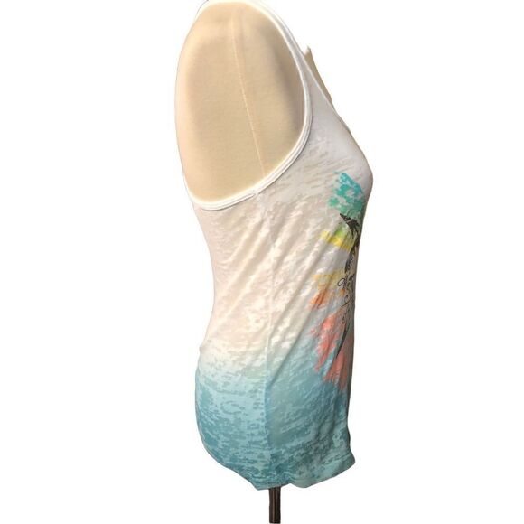 Junk Gypsy racer back white burnout tank novelty print of heart compass - Picture 3 of 9